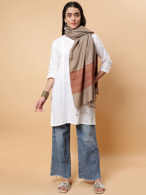 Moda Chales Striped Woven Design Woolen Shawl - Image 6