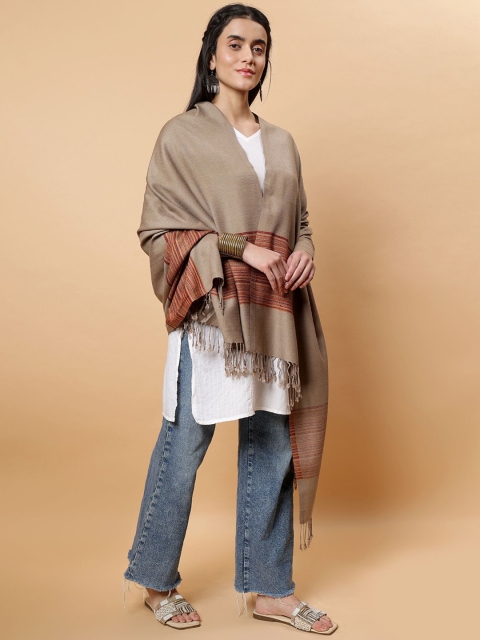 Moda Chales Striped Woven Design Woolen Shawl - Image 3