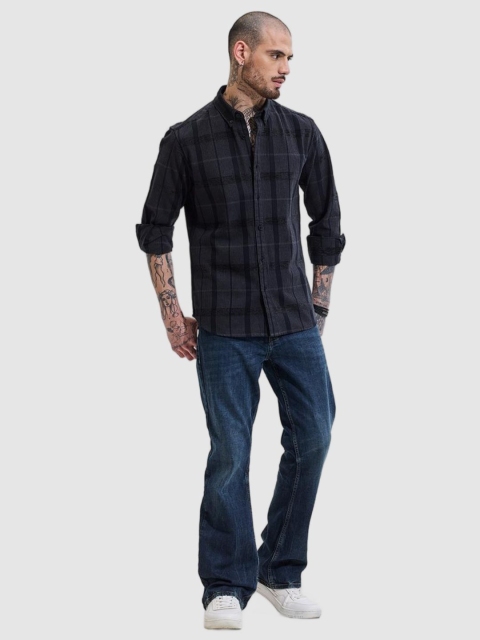 Snitch Men Smart Slim Fit Button-Down Collar Checked Cotton Casual Shirt - Image 6
