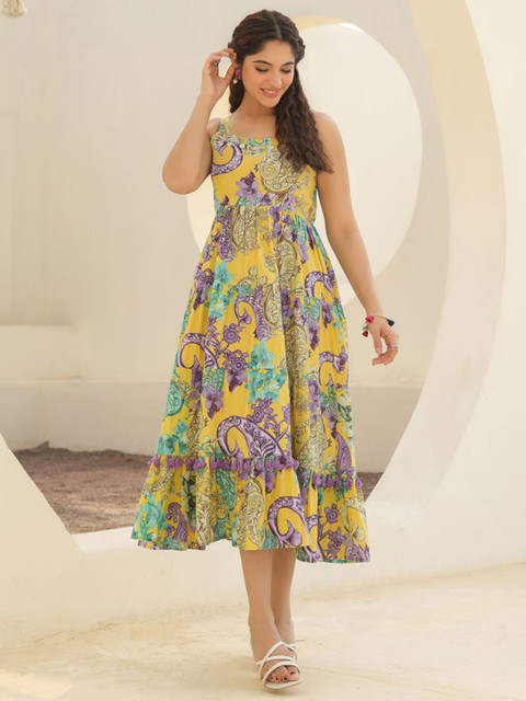 Rain & Rainbow Women Printed Pure Cotton Ethnic Dress