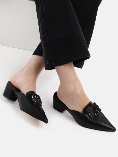 AXIUM Embellished Work Kitten Mules with Buckles