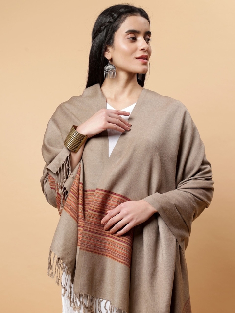 Moda Chales Striped Woven Design Woolen Shawl - Image 2