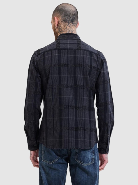 Snitch Men Smart Slim Fit Button-Down Collar Checked Cotton Casual Shirt - Image 4