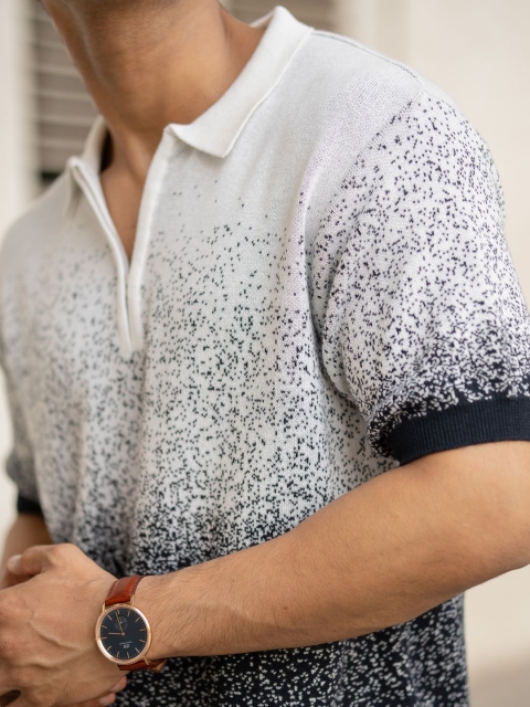 Powerlook Men Regular Fit Abstract Printed Polo Collar Cotton T-shirt - Image 2