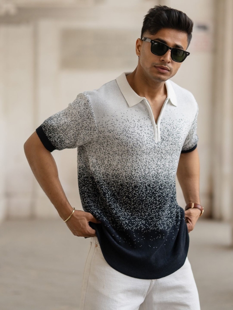 Powerlook Men Regular Fit Abstract Printed Polo Collar Cotton T-shirt - Image 5