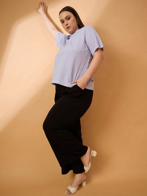 all about you Women Plus Size Comfort High-Rise Relaxed Fit Wide-Leg Trousers