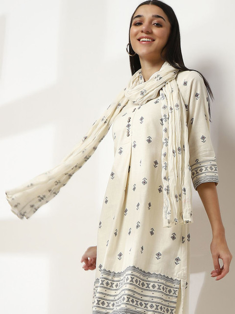 Rangriti Floral Printed Cotton Dupatta - Image 2