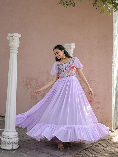 FVD Floral Embroidered Flared Sleeve Maxi Dress