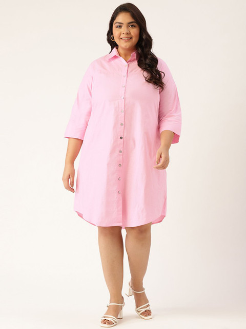 theRebelinme Women Plus Size Pure Cotton Shirt Dress