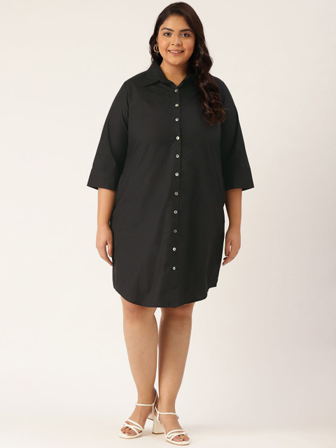 theRebelinme Plus Size Cotton Shirt Dress