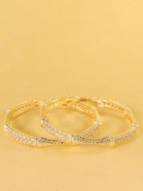 ZULKA Set Of 2 American Diamond Studded Bangles