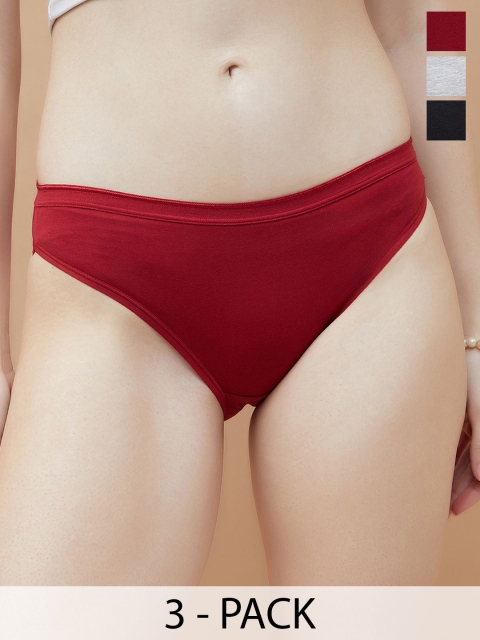 Ginger by Lifestyle Women Pack Of 3 Mid-Rise Bikini Briefs