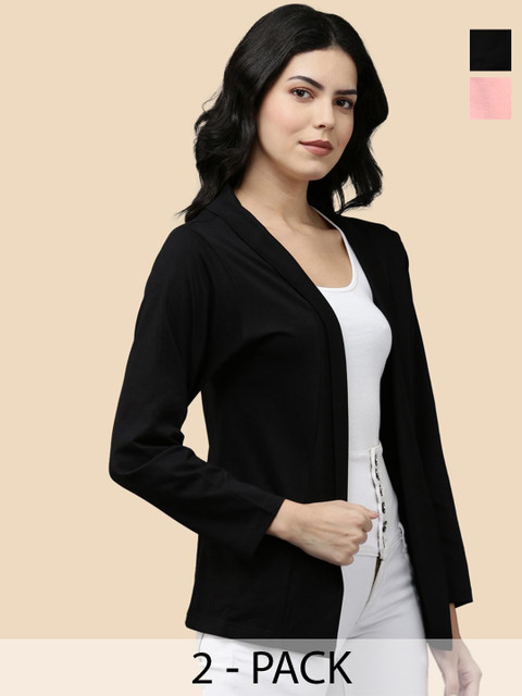 Kryptic Pack Of 2 Cotton Open Front Shrug