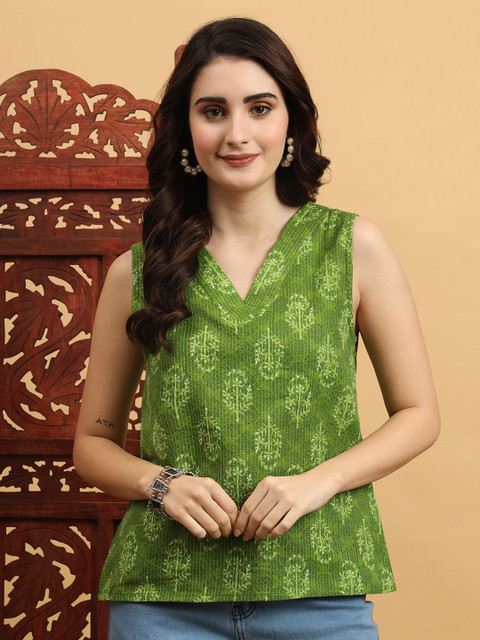 Anouk Rustic Women Ethnic Motifs Printed V-Neck Cotton Short Kurti