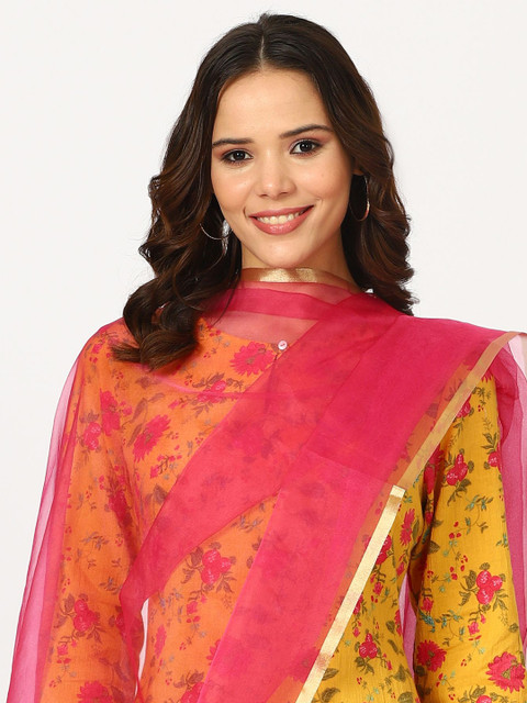 W Organza Dupatta With Tasseled Border