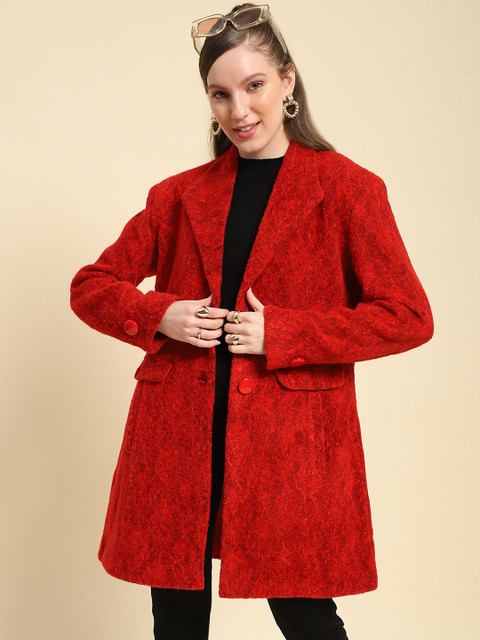 Global Republic Women Regular Fit Self-Design Single-Breasted Overcoat