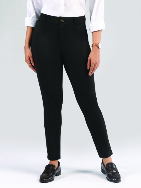 Blissclub Women Relaxed Straight Leg Straight Fit High-Rise Trousers
