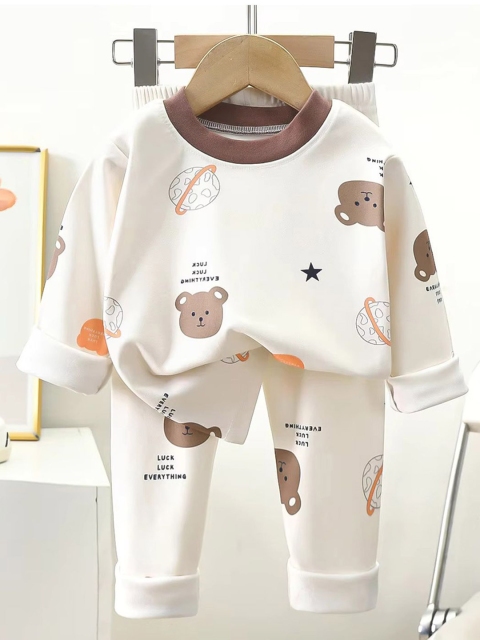 Bold N Elegant Kids Printed Long Sleeves Pure Cotton T-Shirt With Trouser - Image 2