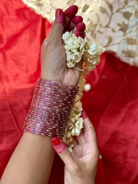 Janpath Online Set Of 12 Stone-Studded Glass Bangles