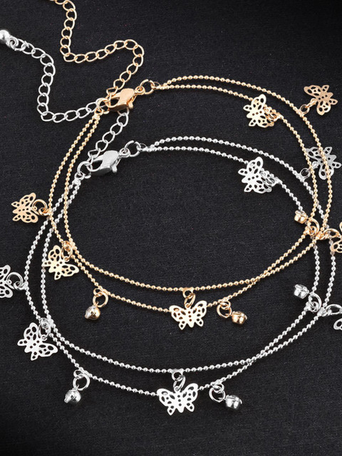 fabula Set of 2 Butterfly Charm Anklets