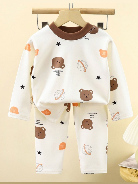 Bold N Elegant Kids Printed Long Sleeves Pure Cotton T-Shirt With Trouser