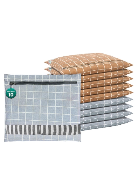 Kuber Industries Grey 10 Pcs Regular Clothes Storage Single Packing Bag Drawer Organiser