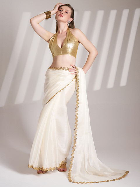 Kalista Sequinned Organza Saree - Image 5