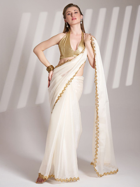 Kalista Sequinned Organza Saree - Image 4