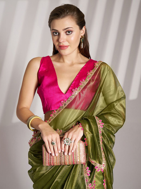 Kalista Sequinned Organza Saree - Image 5