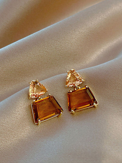 Just Lil Things Stones Studded Contemporary Drop Earrings