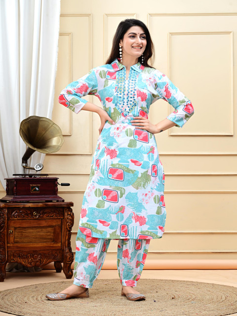 DSS FASHION Women Floral Embroidered Regular Thread Work Pure Cotton Kurta with Patiala - Image 6