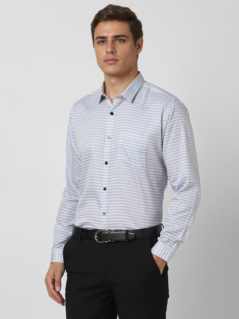 V Dot Men Spread Collar Geometric Printed Cotton Formal Shirt - Image 3