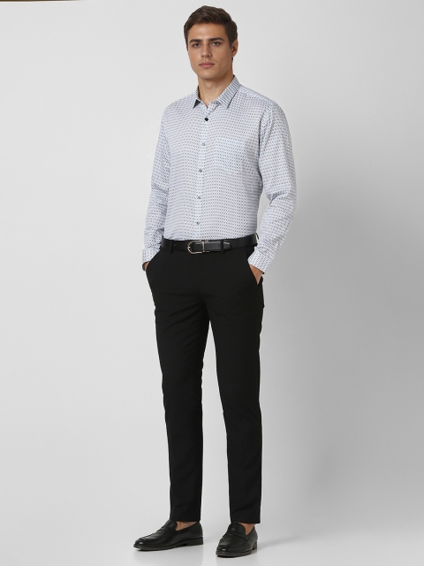 V Dot Men Spread Collar Geometric Printed Cotton Formal Shirt - Image 5