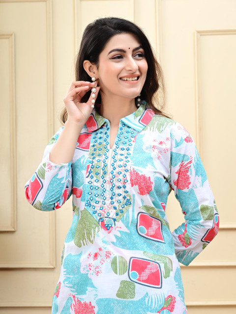 DSS FASHION Women Floral Embroidered Regular Thread Work Pure Cotton Kurta with Patiala - Image 7