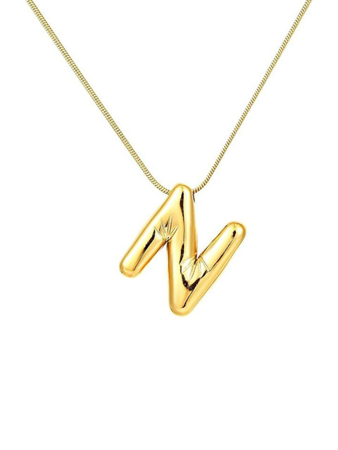 VIEN Bubble Letter Gold-Plated Stainless Steel Minimal Letter Initial Necklaces
