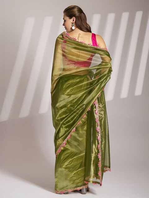 Kalista Sequinned Organza Saree - Image 3