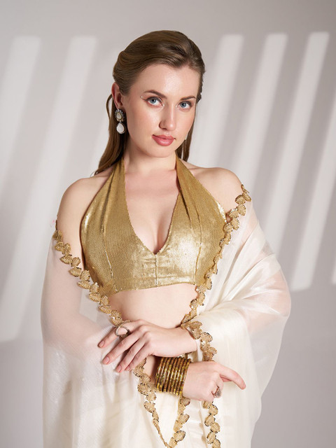 Kalista Sequinned Organza Saree - Image 6