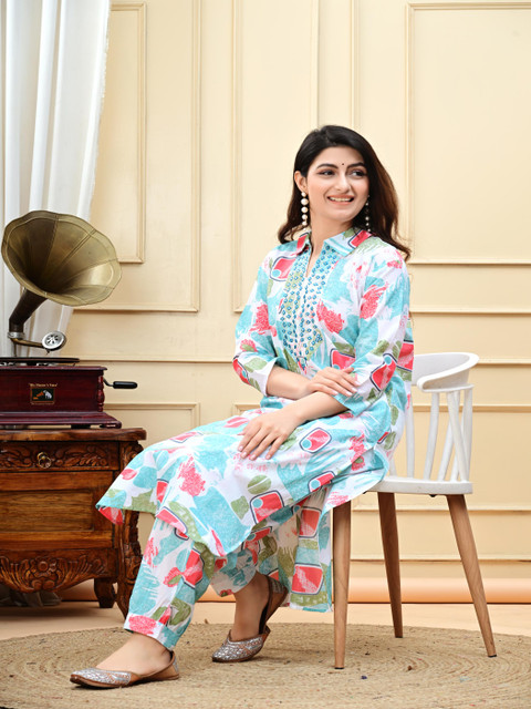 DSS FASHION Women Floral Embroidered Regular Thread Work Pure Cotton Kurta with Patiala - Image 4