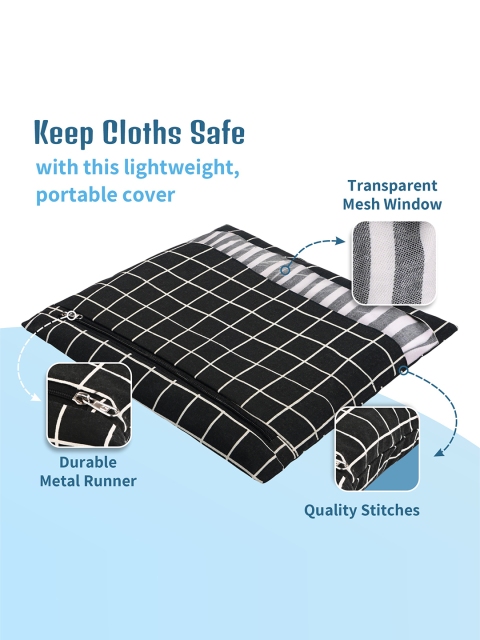 Kuber Industries Black & Green 10 Pieces Checked Mesh Cotton Clothes Storage Organisers - Image 5
