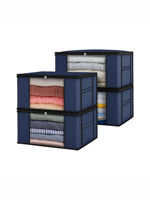 atorakushon Navy Blue Set of 4 Organisers For Clothes Storage Bags