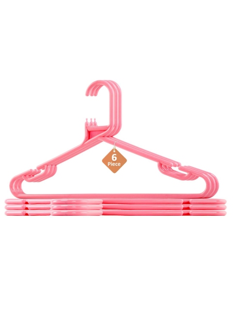 Kuber Industries Pink Pack Of 6 Multipurpose Cloth Hangers For Wardrobe