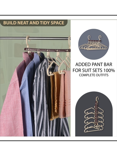 Kuber Industries Brown & Cream Colored Pack Of 2 Foldable 5 in 1 Hangers For Wardrobe - Image 5