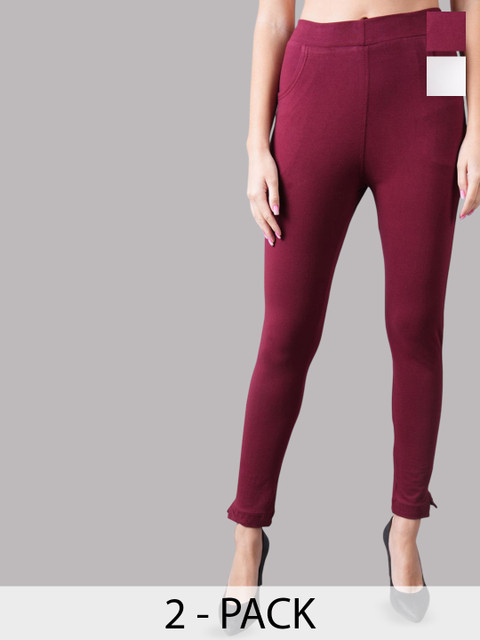 Valles365 by S.C. Women Pack Of 2 Ankle Length Cotton Leggings with Pocket