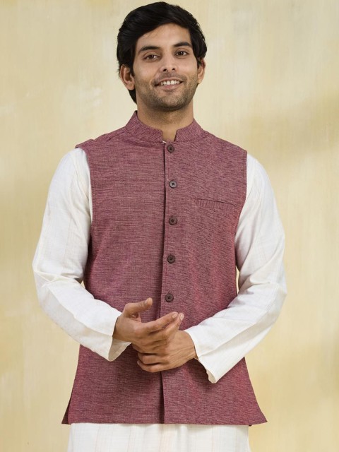 Fabindia Men Woven Design Cotton Nehru Jacket