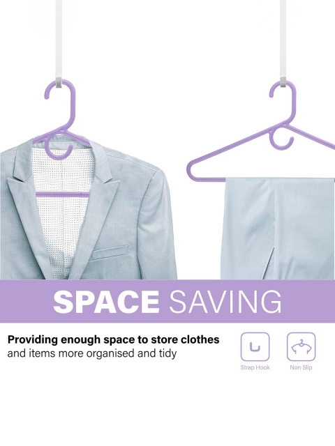 Kuber Industries White & Purple Pack Of 24 Cloth Hangers For Wardrobe - Image 5
