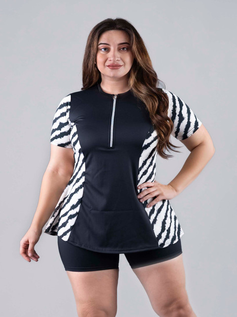 Keepfit Printed Colour Blocked 2 Piece Padded Swimset