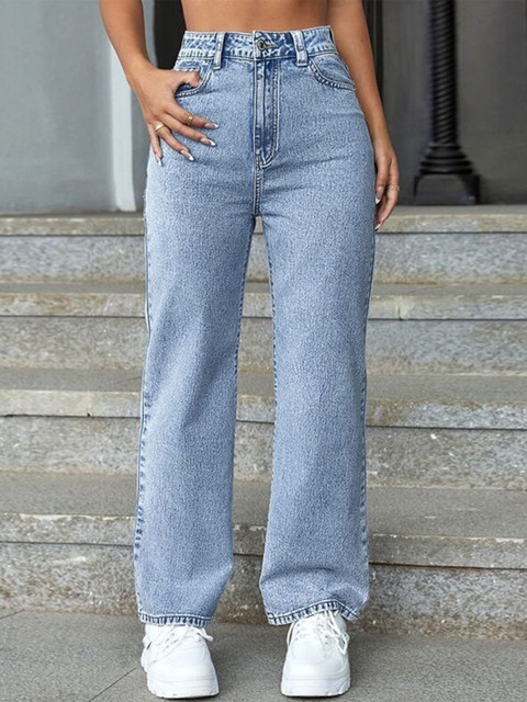 KASHIAN Women Jean Boyfriend Fit High-Rise Light Fade Stretchable Jeans