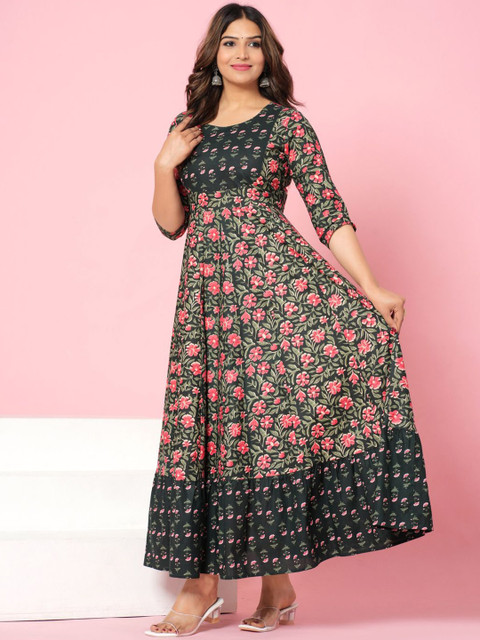Da Vastraagaar Floral Printed Round Neck Anarkali Kurta - Image 3