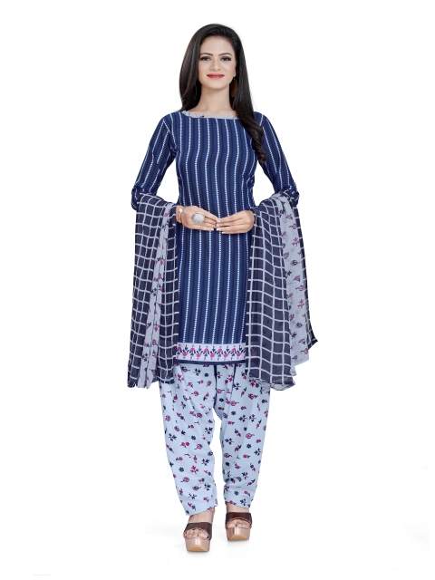 HERE&NOW Striped Unstitched Dress Material
