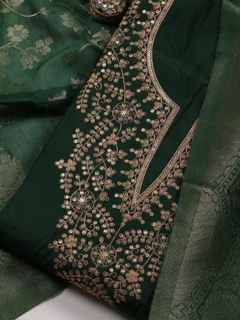 Meena Bazaar Embroidered Art Silk Unstitched Dress Material - Image 2